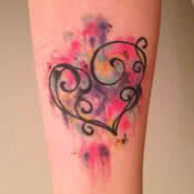 Small Heart Watercolor Tattoo