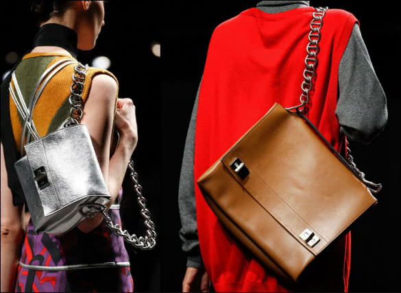 Prada chain handbags on fall 2014 runway
