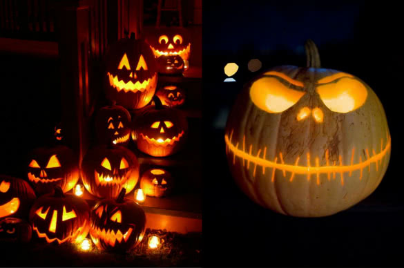Dark and spooky faces for Halloween pumpkin carvings