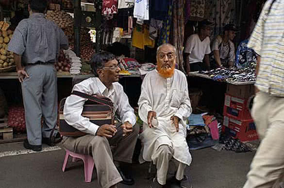Vendors at rest in the Port-Louis Bazaar