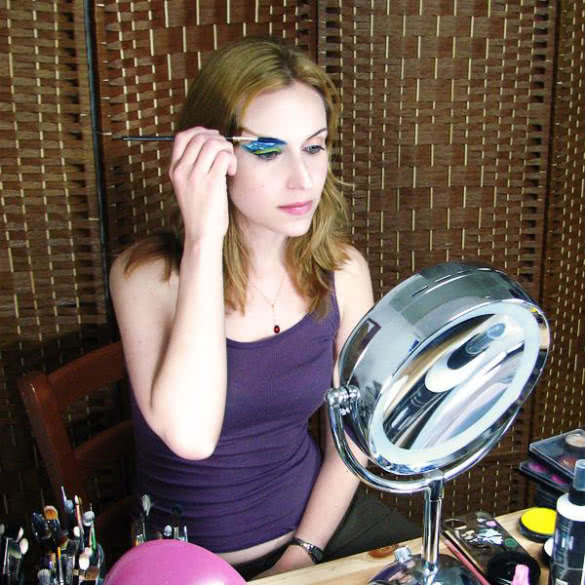 Tal Peleg doing her makeup