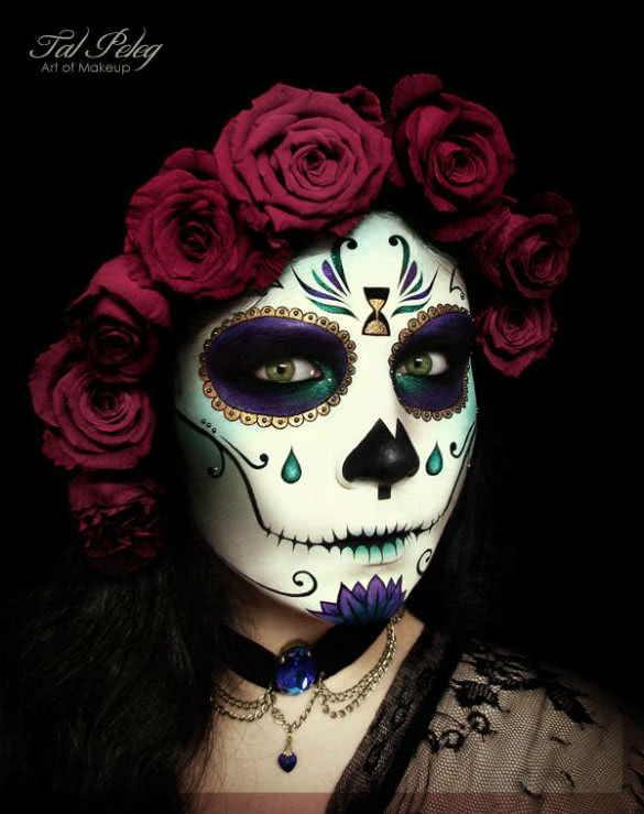 Tal Peleg's amazing sugar skull Halloween makeup look