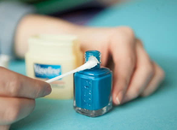 blue nail polish and vaseline