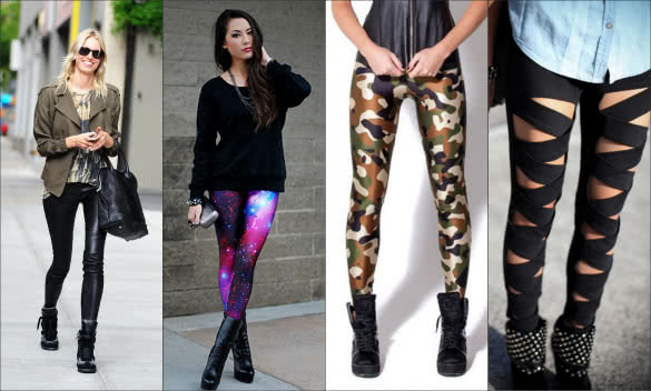 Four different leggings fashion outfits