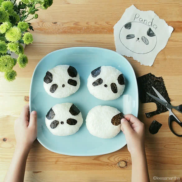 Rice pandas made by Lee Samantha