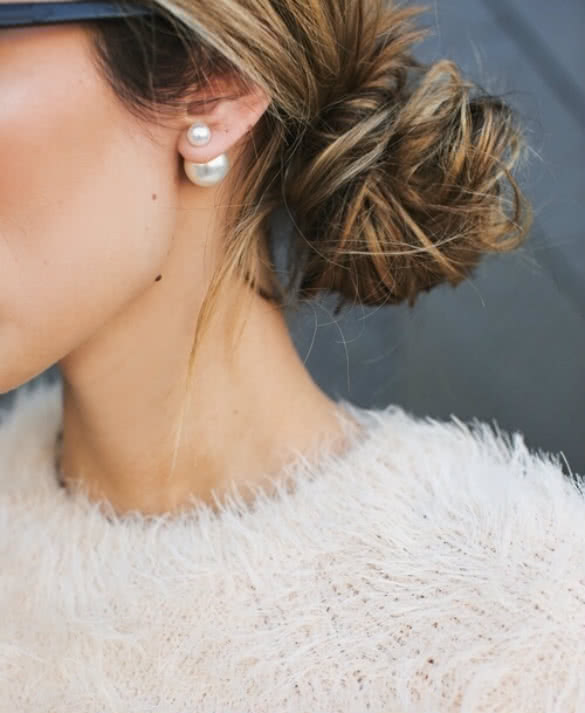Classy yet simple look with pearl earrings