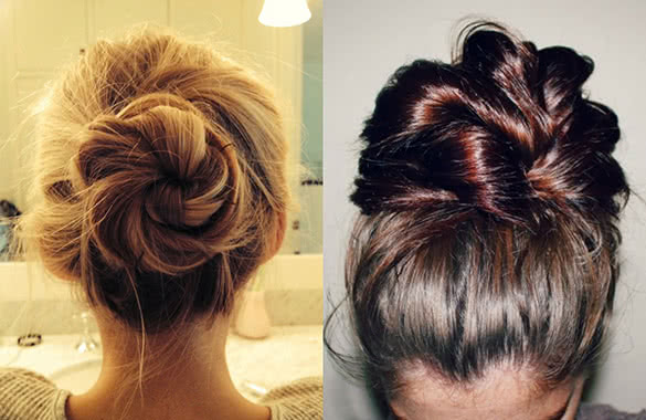 flower-messy-bun-collage-hairstyles