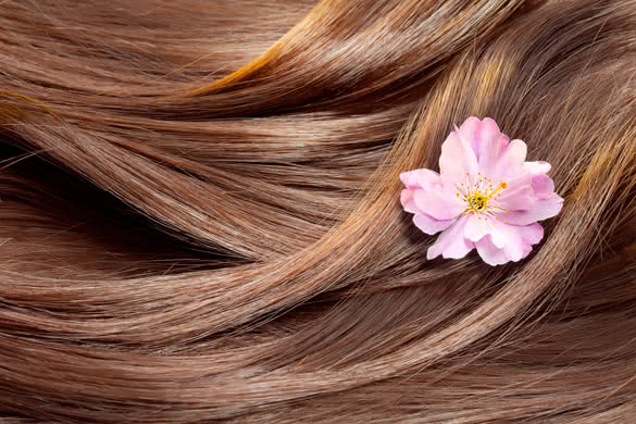 shiny-brown-hair-with-flower