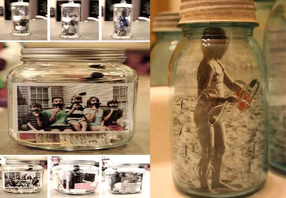 Glass Jar Photo Frame