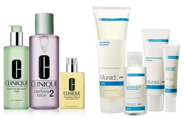 Clinique and Murad skincare products