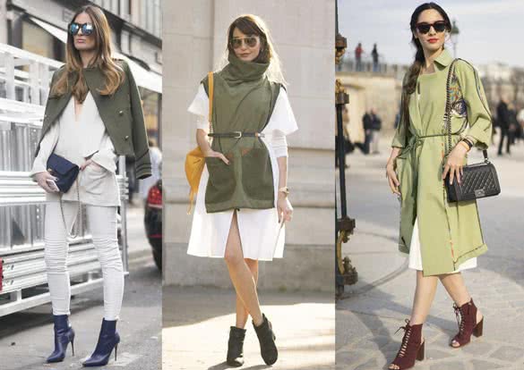 Paris Fashion Week Street Style Army Green
