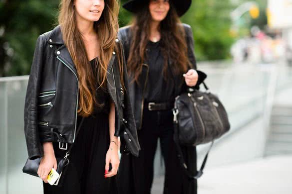 2 girls wearing Leather Jacket