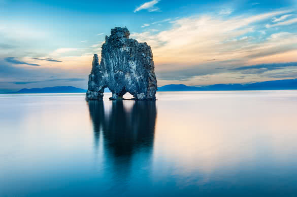 Hvitserkur is a spectacular rock in the sea on the Northern coast of Iceland
