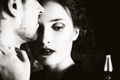 Close-up portrait of a beautiful man and woman in love