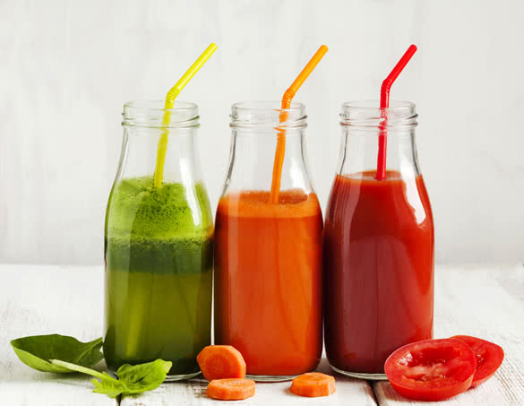Fruits and vegetable juice in bottle