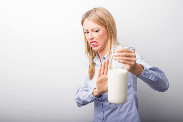 Woman having milk allergy