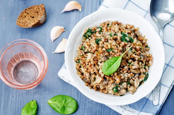 spinach mushrooms buckwheat