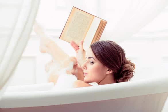 woman taking bubble bath