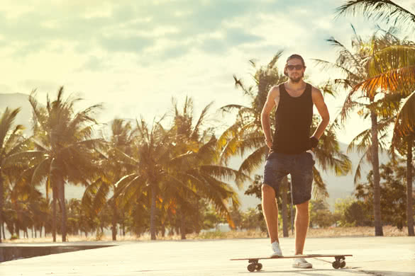 guy skateboard at sunset