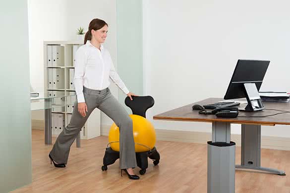 woman works out in the office