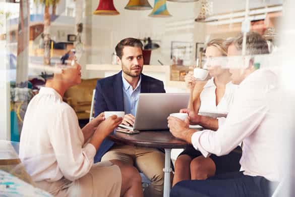 Business meeting in a cafe