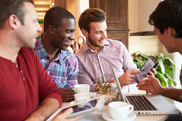 Group Of Male Friends Meeting In Cafe Restaurant 2