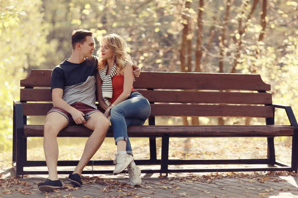 loving couple in the city in the fall