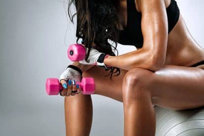woman works out