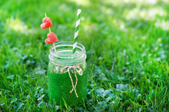 Spinach green smoothie as healthy summer drink