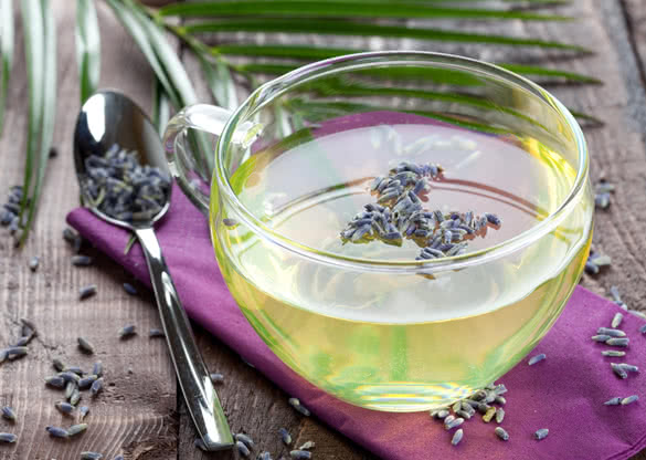 fresh lavender tea in a glass