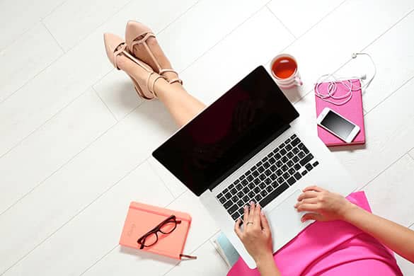 woman working at a laptop