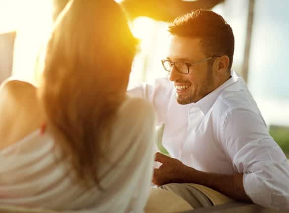 Cheerful couple talking