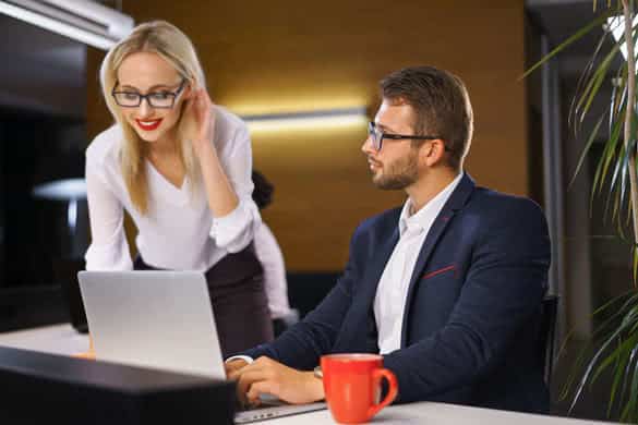 flirting secretary with a guy in the office