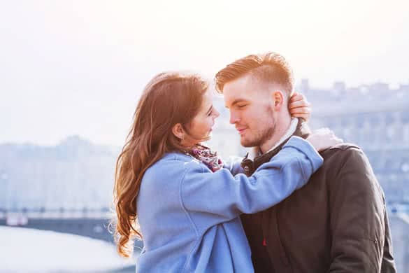 portrait of young happy man and woman