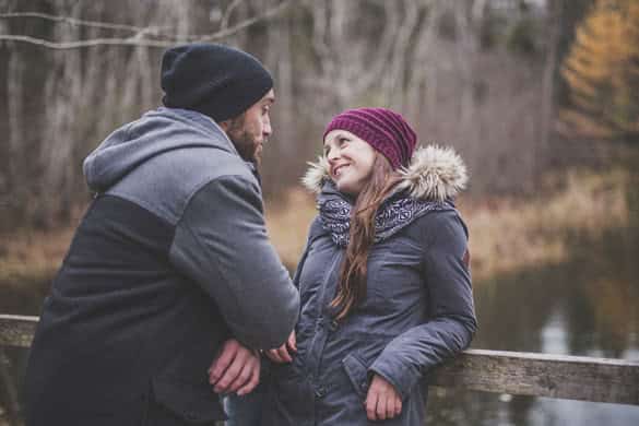 A nice Couple in the autumn park talking