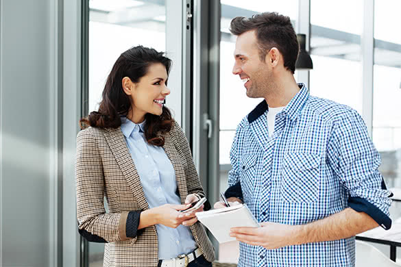 colleagues talking at work