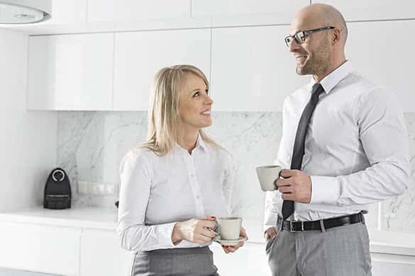 business couple standing and talking