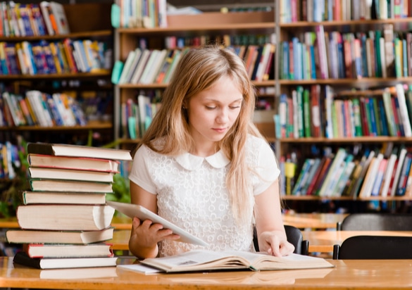 woman studying