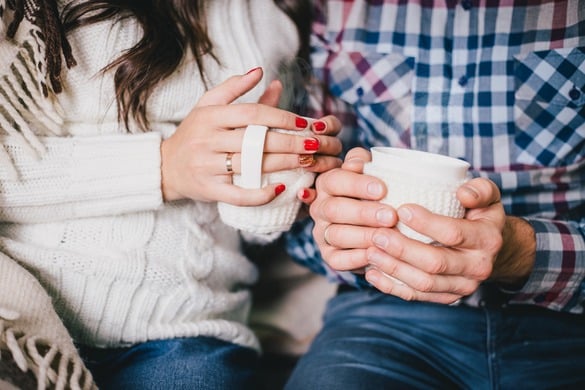 Couple drinking hot cocoa